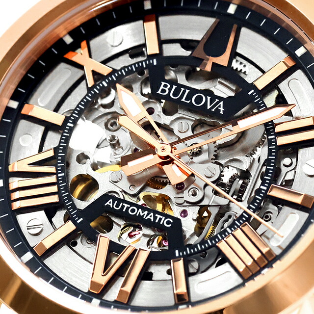 ブローバ クラシック 自動巻き 腕時計 ブランド メンズ オープンハート BULOVA 97A161 アナログ ブルー おしゃれ 防水 プレゼント 男性 実用的