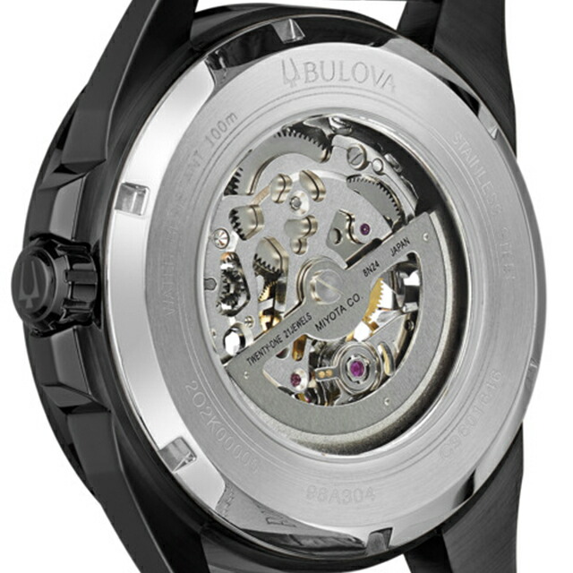 ブローバ クラシック 自動巻き 腕時計 ブランド メンズ オープンハート BULOVA 98A304 アナログ ブラック 黒 おしゃれ 防水 プレゼント 男性 実用的