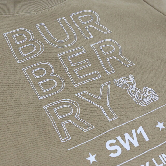 子供服 キッズ 女の子 男の子 高級 ブランド 出産祝い ギフト おしゃれ バーバリー スウェット ベビー BURBERRY コットン100% 8053817 ARCHIVE BEIGE ベージュ系 ファッション 選べるモデル
