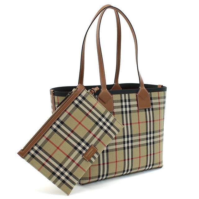 バーバリー トートバッグ レディース BURBERRY コットン、レザー イタリア 8066163 BRIAR BROWN-BLACK ブラウン系 マルチカラー バッグ 軽量 手提げ ブランド 高級 おしゃれ プレゼント 女性 実用的 かわいい