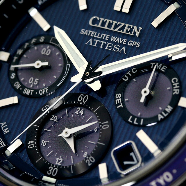 シチズン アテッサ ダブルダイレクトフライト アクトライン ブラックチタニウムシリーズ 光発電エコドライブGPS衛星電波 腕時計 ブランド メンズ チタン クロノグラフ ソーラー CITIZEN ATTESA CC4059-64L アナログ ネイビー ブラック 黒 日本製