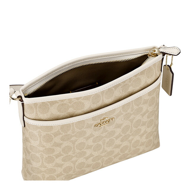 コーチ ショルダーバッグ メッセンジャーバッグ レディース アウトレット ブランド COACH CCQ21 IMXDM ライトベージュ/ホワイト 斜めがけ 高級 おしゃれ プレゼント 女性 実用的 かわいい