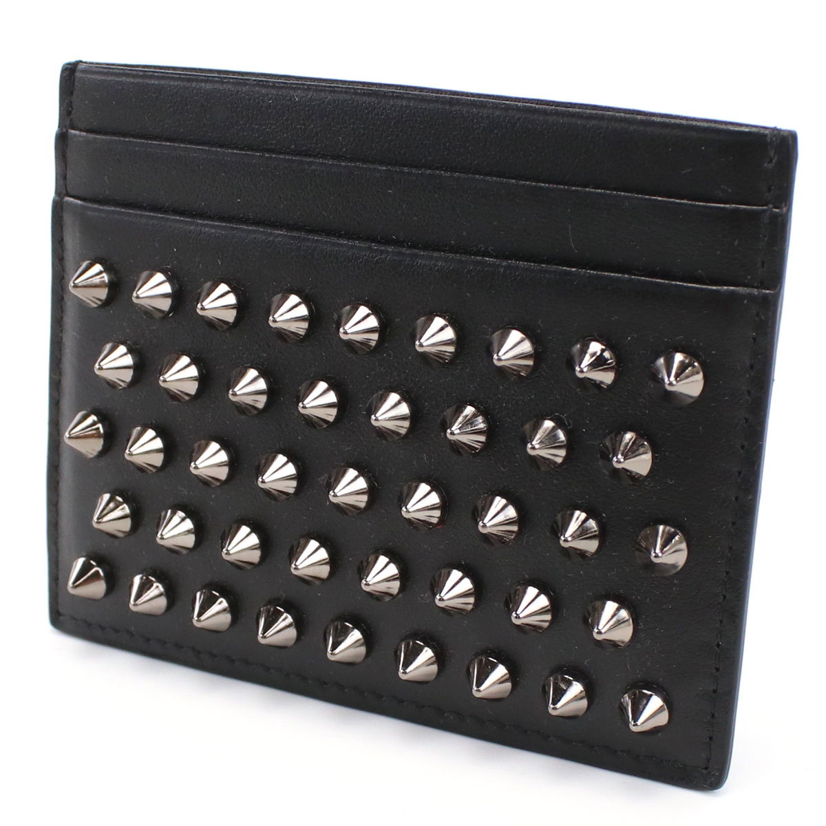 クリスチャン 名刺入れ ルブタン カードケース レディース Christian Louboutin CALF PARIS-SPIKES カーフ イタリア 3165043 BLACK-GUNMETAL ブラック 財布 ブランド 高級 おしゃれ プレゼント 実用的