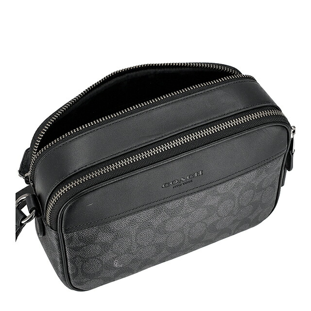 コーチ ショルダーバッグ メッセンジャーバッグ メンズ アウトレット ブランド COACH シグネチャー CV921 QBMI5 チャコール/ブラック 斜めがけ 高級 おしゃれ プレゼント 男性 実用的 かっこいい