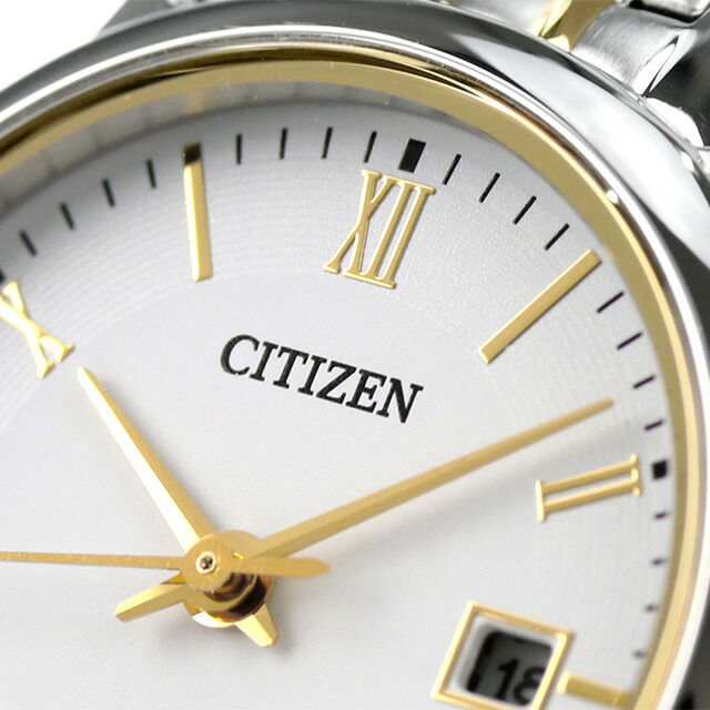 シチズン コレクション エコドライブ 腕時計 レディース ソーラー CITIZEN COLLECTION EW1584-59C アナログ ホワイト ゴールド 白 日本製 ブランド おしゃれ 防水 軽い 華奢 かわいい プレゼント 女性 実用的