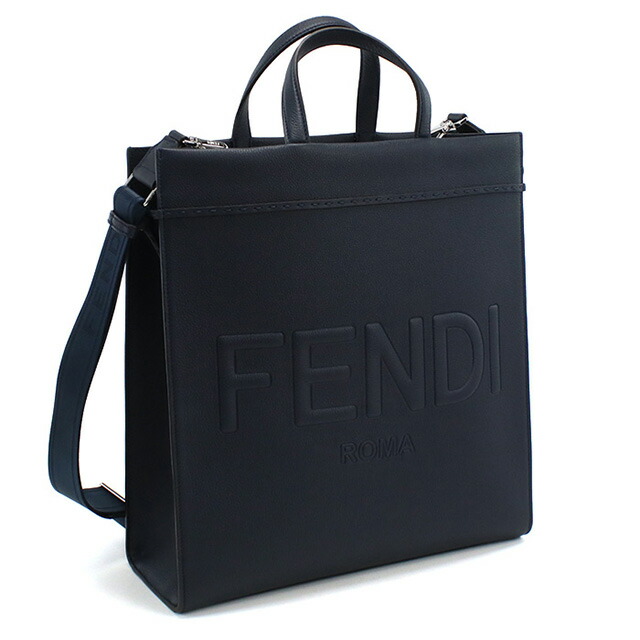 フェンディ トートバッグ メンズ FENDI レザー 7VA583 ネイビー系 バッグ 軽量 手提げ ブランド 高級 おしゃれ プレゼント 男性 実用的 かっこいい