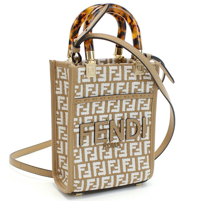 フェンディ トートバッグ レディース FENDI 8BS051 ブラウン系 ホワイト系 バッグ 軽量 手提げ ブランド 高級 おしゃれ プレゼント 女性 実用的 かわいい