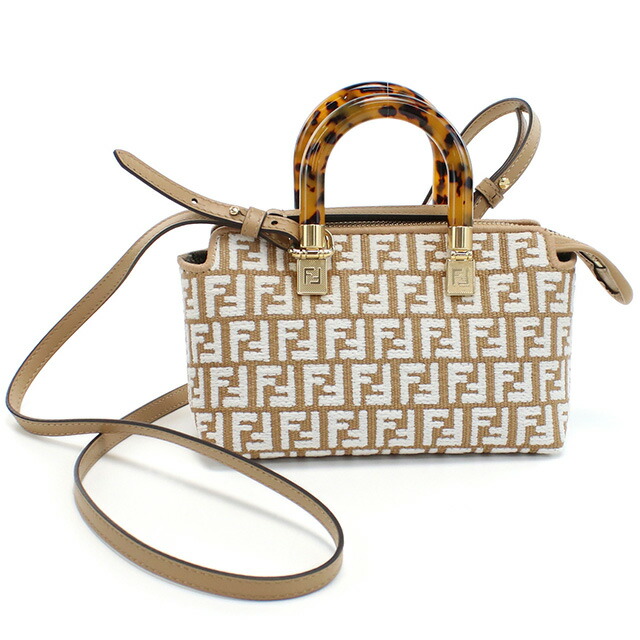 フェンディ ハンドバッグ レディース FENDI イタリア 8BS067 ブラウン系 ホワイト系 バッグ 軽量 小さめ 手提げ ブランド 高級 おしゃれ プレゼント 女性 実用的 かわいい