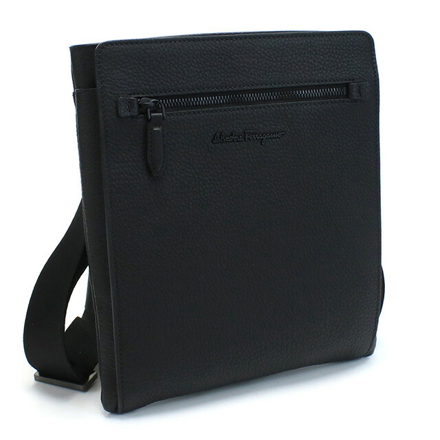 フェラガモ 斜め掛け ショルダーバッグ メンズ FERRAGAMO イタリア 24-0131 ブラック バッグ 斜めがけ ブランド 高級 おしゃれ プレゼント 男性 実用的 かっこいい