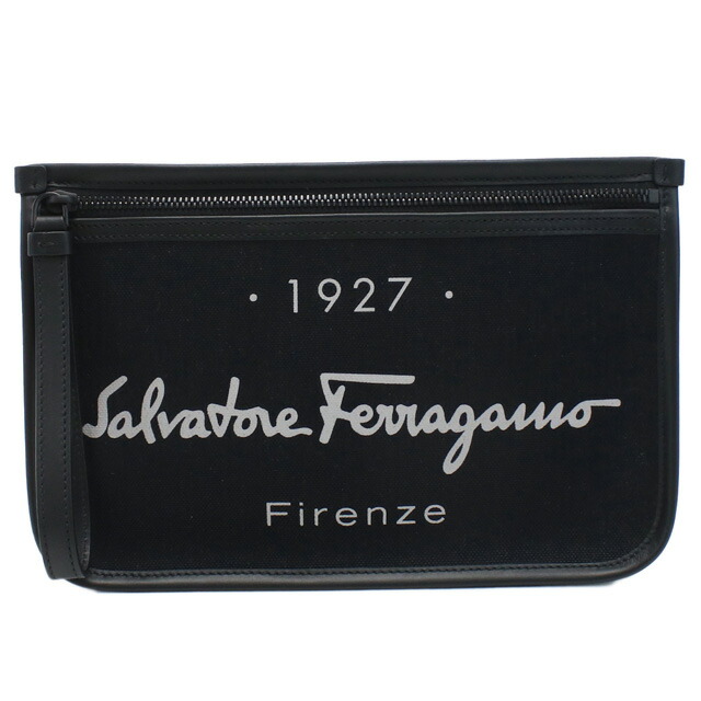 フェラガモ クラッチバッグ メンズ FERRAGAMO ポリアミド コットン ポリウレタン レザー イタリア 24-0971 ブラック バッグ ビジネス 軽量 小さめ ミニバッグ ブランド 高級 おしゃれ プレゼント 男性 実用的 かっこいい