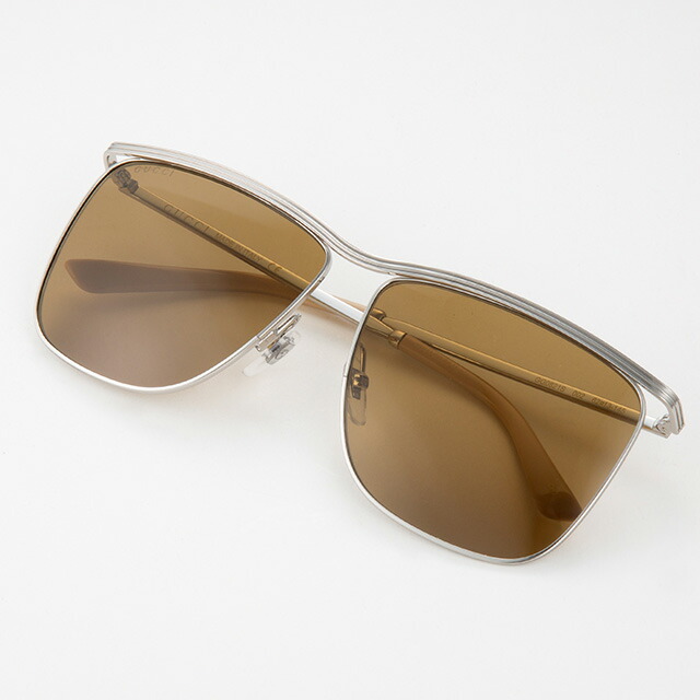 グッチ サングラス メンズ ブランド GUCCI GG0821S シルバー／ブラウン