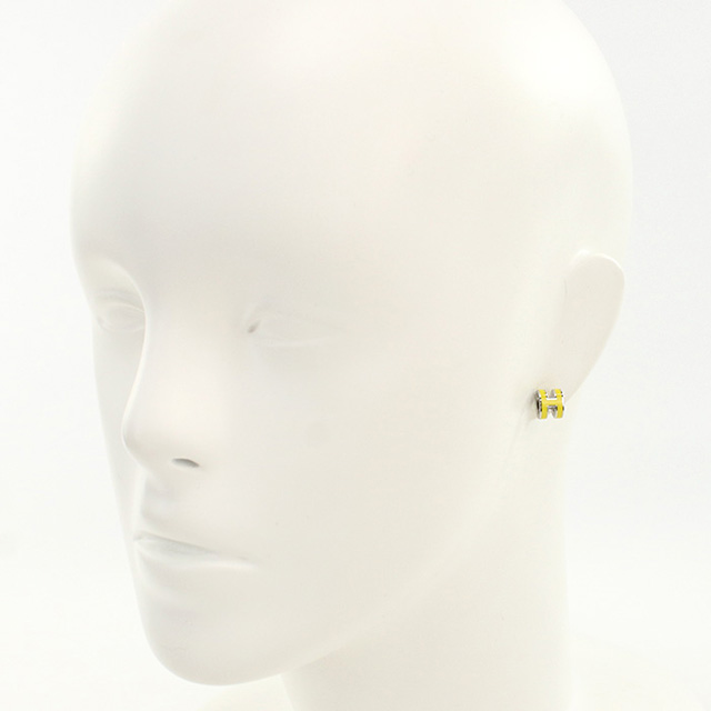 エルメス ピアス レディース ブランド HERMES MINI POP H シルバー-イエロー アクセサリー