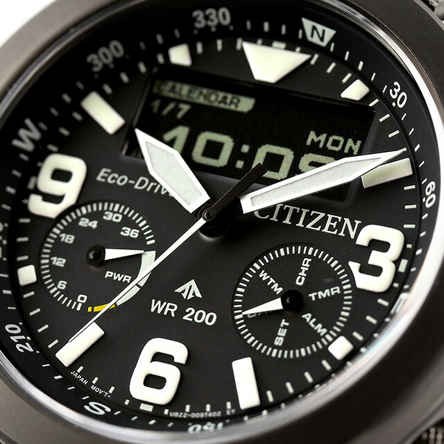 シチズン プロマスター ランド 光発電エコドライブ 腕時計 メンズ クロノグラフ ソーラー CITIZEN PROMASTER JV1007-07E アナデジ ブラック 黒 ブランド おしゃれ 防水 文字盤 大きい プレゼント 男性 実用的