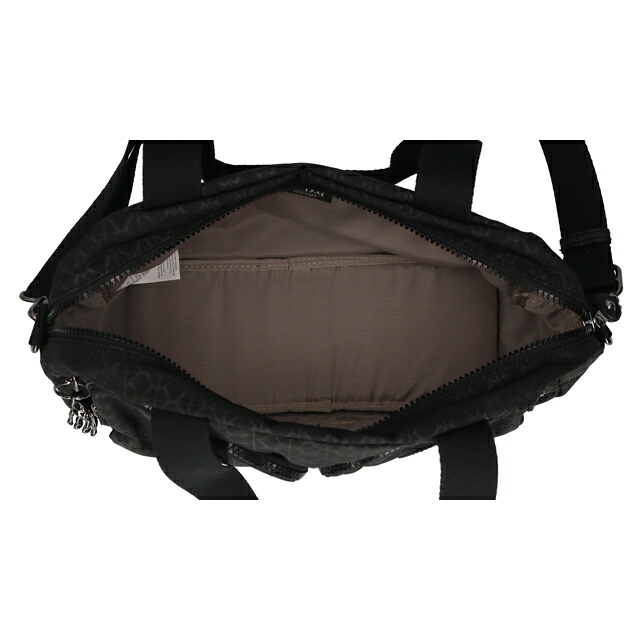 キプリング ボストンバッグ レディース ブランド Kipling クールデフィア ロゴ ワンポイント 総柄 2WAY KI6017-K59 Signature Emb 黒 手提げ 高級 おしゃれ プレゼント 女性 実用的 かわいい