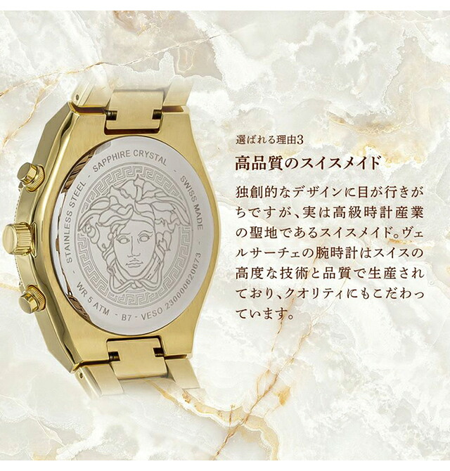 ヴェルサーチ ダイロス アイコン クオーツ 腕時計 メンズ レディース VERSACE VQU030015 アナログ ブラック 黒 スイス製 高級 ブランド おしゃれ 防水 プレゼント 実用的