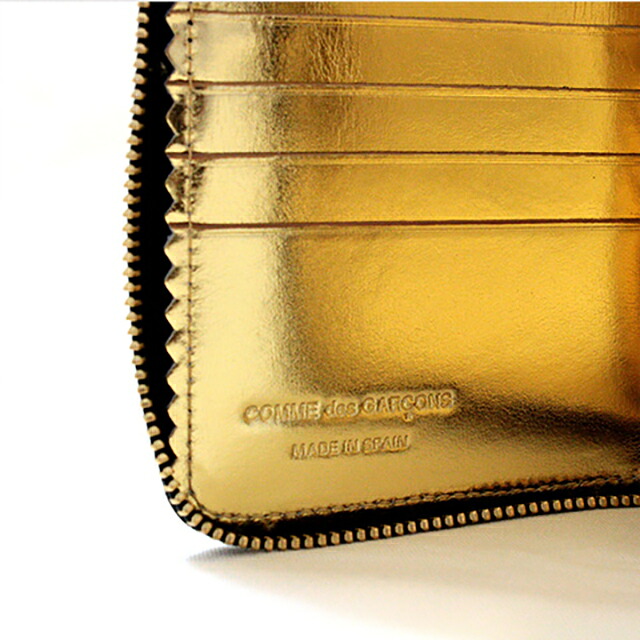 コムデギャルソン COMME DES GARCONS 二つ折り財布 二折財布 ラウンドファスナー SA2100MI メンズ レディース MILLOR INSIDE ブラック ゴールド ブランド