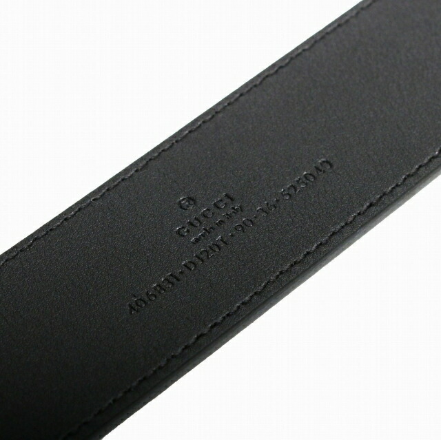 グッチ GUCCI ベルト 406831-DJ20T-1000-95 メンズ ブラック ゴールド カーフスキンレザー マーモント ダブルGバックル ベルト