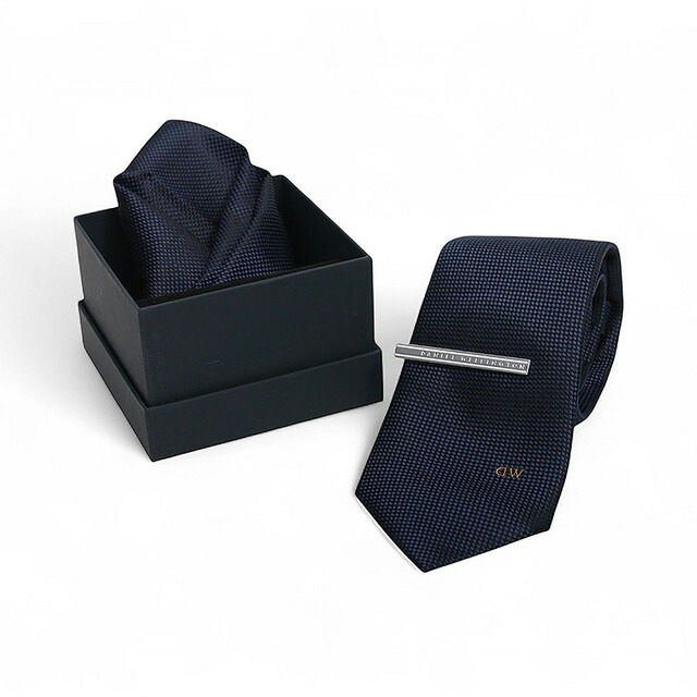ダニエルウェリントン DANIEL WELLINGTON ネクタイ＆チーフ＆タイバー 3点セット DW02800001 メンズ ネイビー ネクタイ ブランド