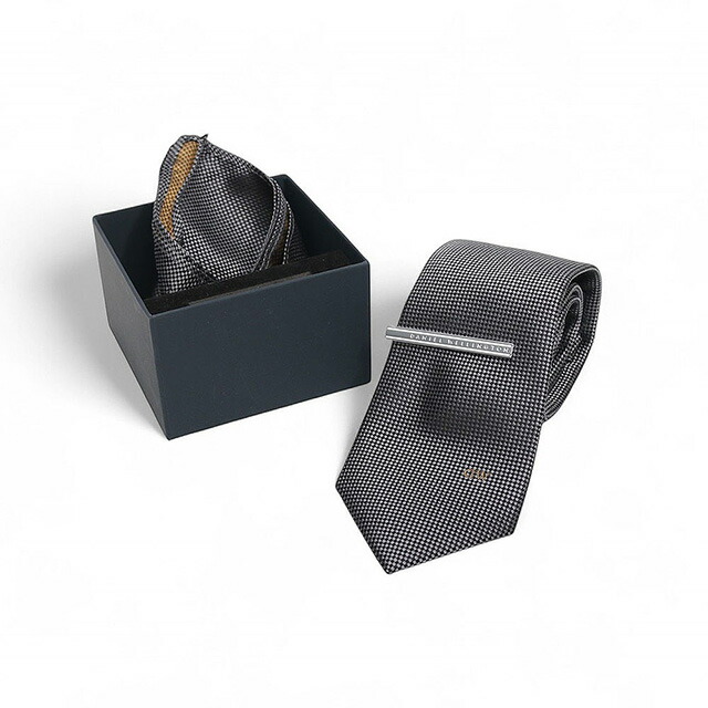 ダニエルウェリントン DANIEL WELLINGTON ネクタイ＆チーフ＆タイバー 3点セット DW02800002 メンズ グレー ネクタイ ブランド