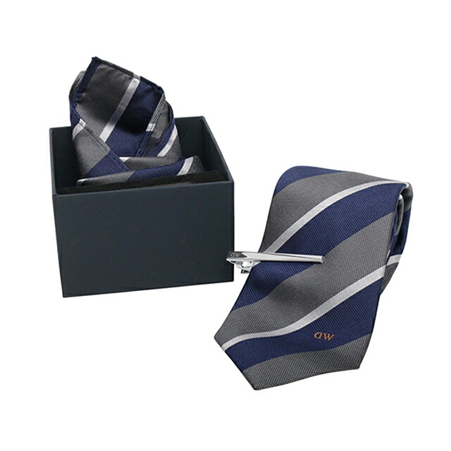 ダニエルウェリントン DANIEL WELLINGTON ネクタイ＆チーフ＆タイバー 3点セット DW02800004 メンズ ネクタイ ブランド