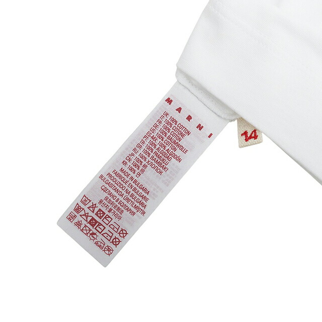 マルニ MARNI Tシャツ ロゴ コットン クルーネックT マルニキッズ MT135U-M002MV-M00RF-0M100-14Y レディース ホワイト Tシャツ ブランド