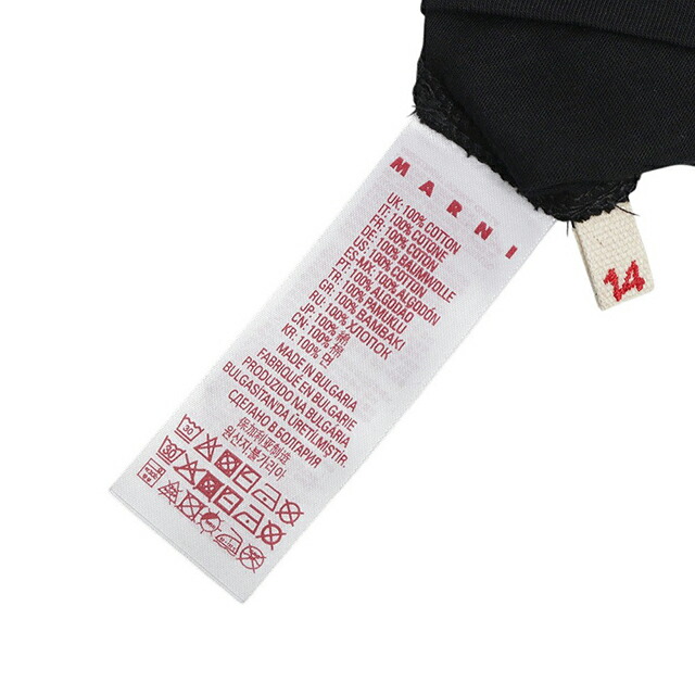 マルニ MARNI Tシャツ ロゴ コットン クルーネックT マルニキッズ MT290F-M01601-M00RF-0M900-14Y レディース ブラック Tシャツ ブランド
