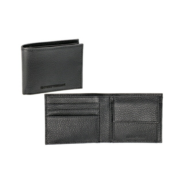 エンポリオ・アルマーニ 二つ折り財布 メンズ EMPORIO ARMANI Y4R167Y068E 80001 ブラック ウォレット ブランド 高級 おしゃれ プレゼント 実用的