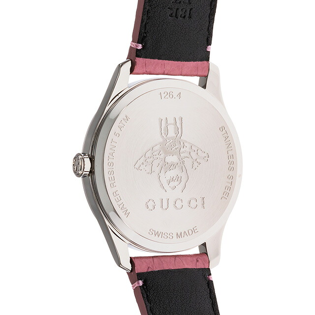 グッチ ジータイムレス クォーツ 電池式 腕時計 ブランド レディース GUCCI YA1264046A ブラック ピンク 黒 スイス製 高級 おしゃれ 防水 軽い 華奢 かわいい プレゼント 女性 実用的