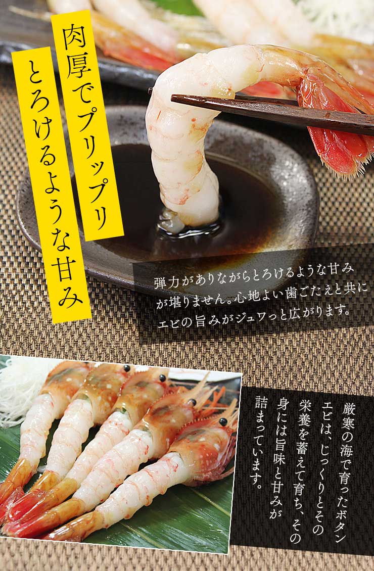 お刺身用 ボタンエビ 1kg 20～32尾 [ぼたんエビ500g-2p]