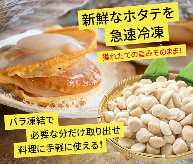 北海道産 生ホタテ 貝柱 1kg 小サイズ(80～150玉入) [生ホタテ1kg_小サイズ]