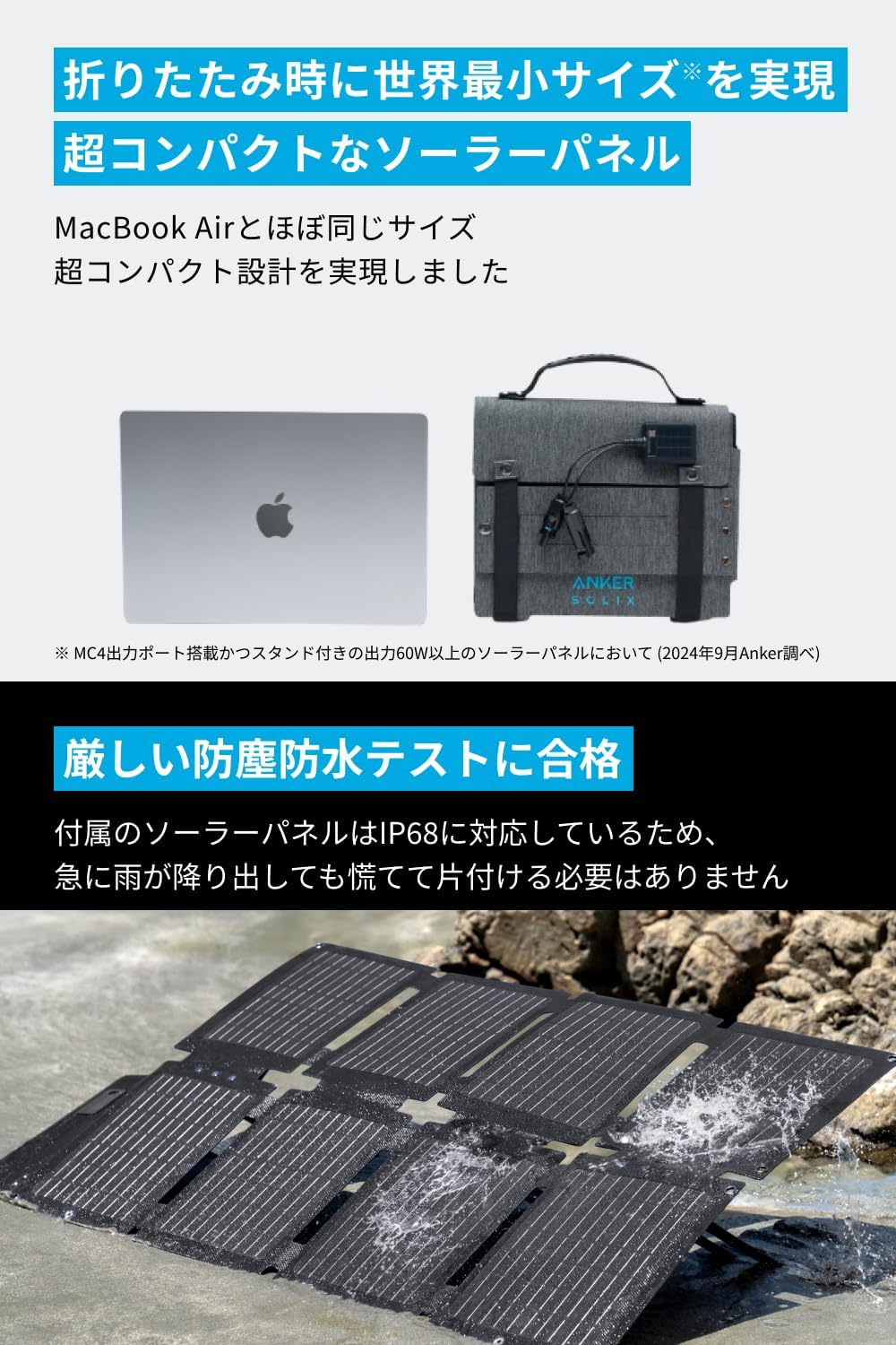Anker Solix C300 Portable Power Station (ダークグレー) with Anker Solix PS60 Compact Portable Solar Panel