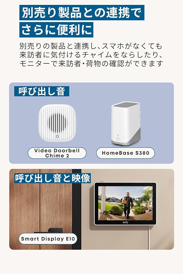 Anker Eufy (ユーフィ) Video Doorbell E340 (スマホ連動ドアホン) 【インターホン / ドアベル / スマートドアホン / デュアルカメラ / 工事不要 / 顔認識】