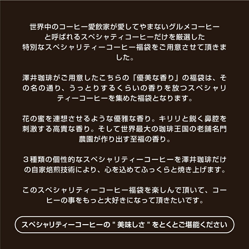 澤井珈琲 スペシャリティーコーヒー福袋 エーデルワイス マンデリン ブラジルサンライズ 200g×3袋 60杯分 中挽き