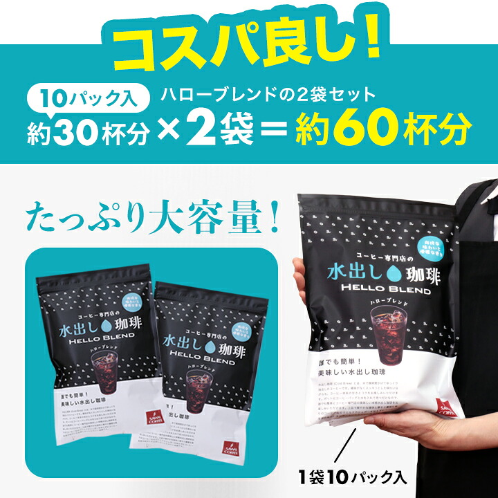 澤井珈琲 コスパ抜群のコールドブリュー アイスコーヒーパック ハローブレンド 10パック×2袋 60杯分
