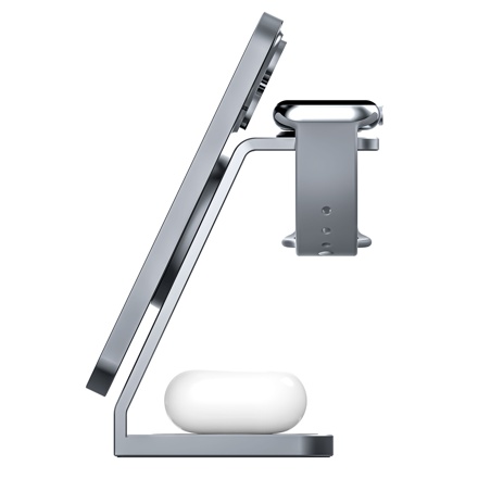 MICRODIA SNAPSTATION Aluminaire 23W 3-in-1 Wireless Charging Station w/Transparant Housing シルバー 52005