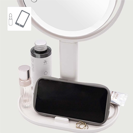 ＜VENUSiS＞ スマホスタンド付きLEDミラー VML-4200-5X　ホワイト（W）