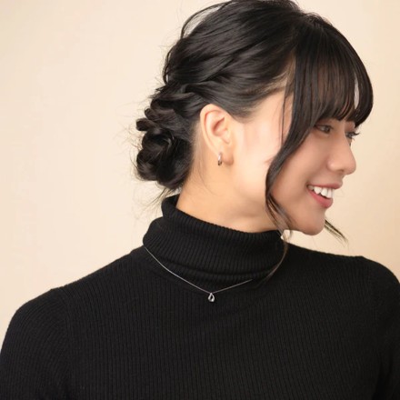 金属アレルギー対応 ドロップストーンネックレス ピンクゴールド