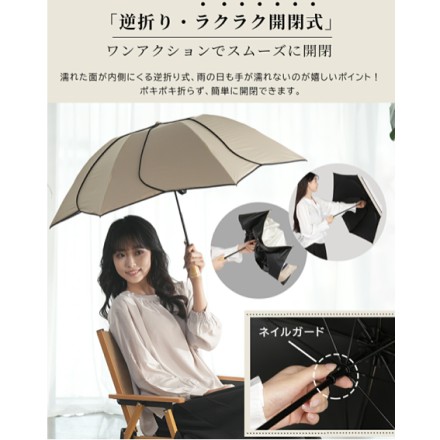 逆さ傘 花びらデザイン 完全遮光日傘 オフ×レッド