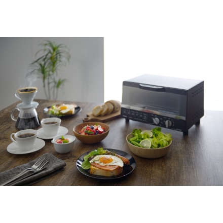 ツインバード オーブン トースター 4枚焼き 80～250℃ 温度調整機能 25cmピザまるまる お手入れ簡単 オーブントースター ブラック TS-4185B
