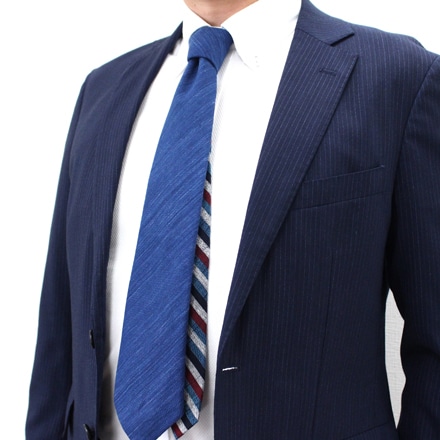 これいい和 日本の織物ネクタイ 藍染 ～会津木綿～ てりしま ※他柄あり