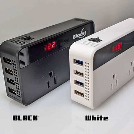 カーインバーター 200W ホワイト / AC100V / USB QC3.0×2 / 5V 2.4A×2 / SK-1