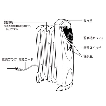 ミニオイルヒーター 14cm×26cm×39.5cm