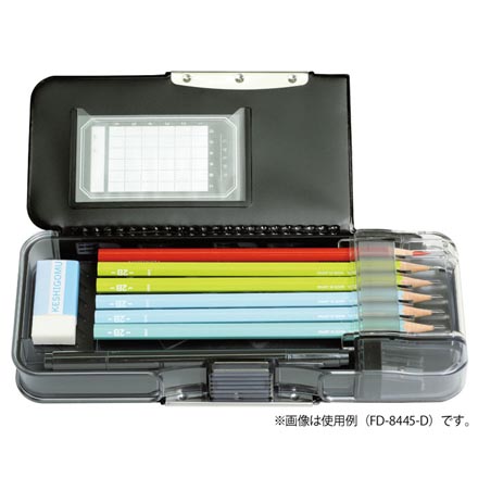 筆箱 えんぴつチェック 両面筆入 無地ネイビー FDC