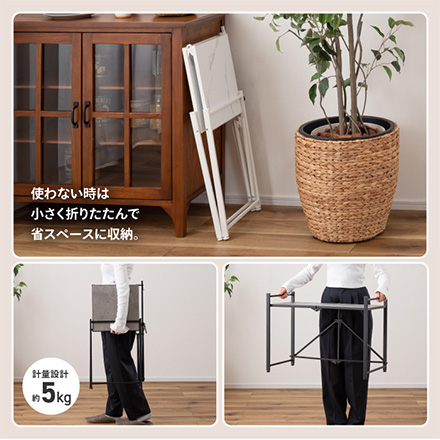 レンジラック レンジ棚 レンジ置き 石目調フォールディング ブラック LFS-53