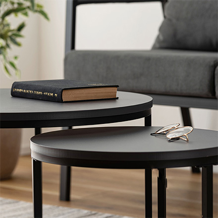 リビングテーブル ラウンド ネストテーブル COU-001 DGY 東谷