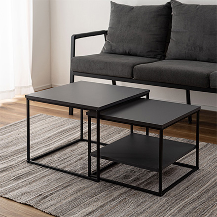 リビングテーブル スクエア ネストテーブル COU-003 DGY 東谷