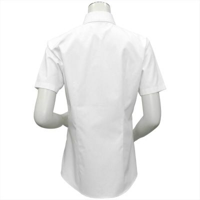 形態安定ノーアイロン 半袖ビジネスシャツ 白無地ベーシック レギュラー衿 XS