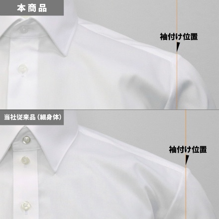 国内縫製 形態安定 レギュラーカラー 綿100% 長袖ワイシャツ M-裄丈80cm