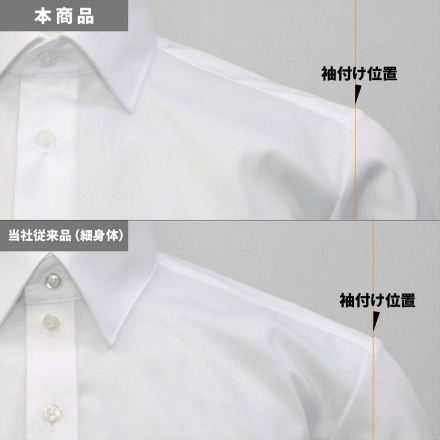 国内縫製 プレミアム ホリゾンタル 長袖 形態安定 ワイシャツ 綿100% ネイビー M-裄丈80cm