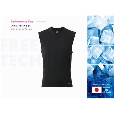 リベルタ FREEZE TECH PERFORMANCE LINE 冷感 ノースリーブ Vネック シャツ ブラック(BLK)/M